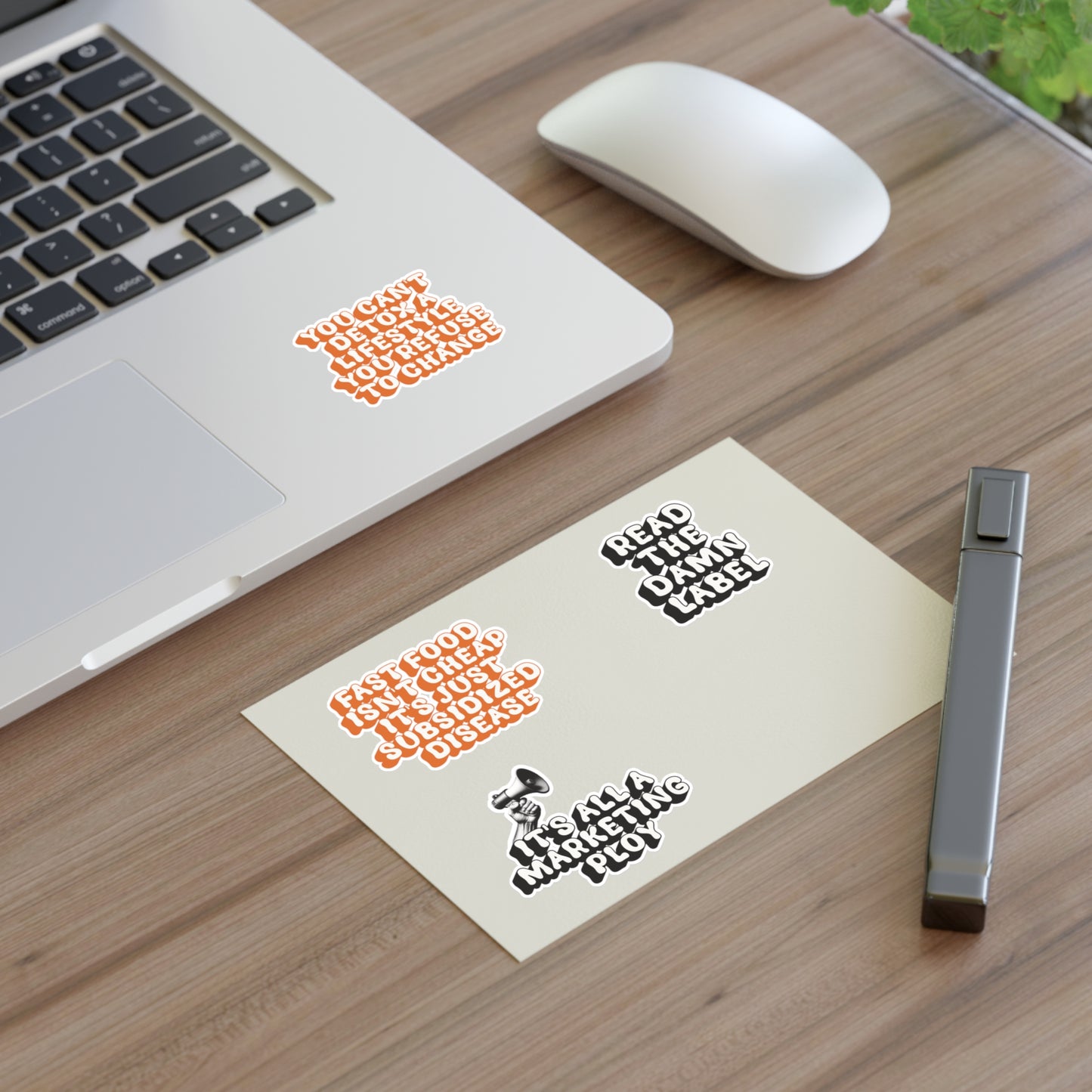 Bluntly Well Sticker Sheet – “Fast Food Lies & Wellness Truths” (4-Pack)